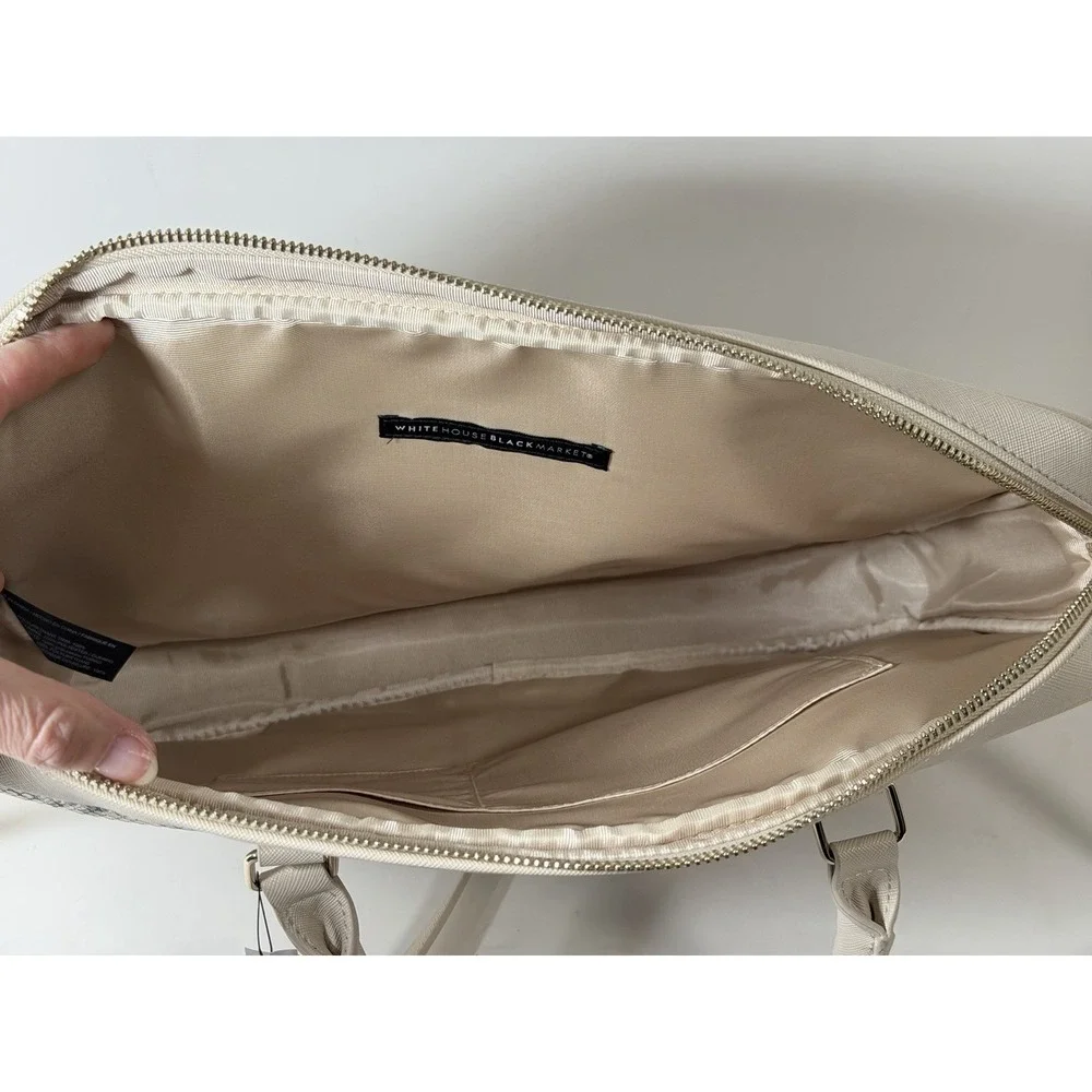 White House Black Market snake print‎ computer laptop tote bag in beige/biscotti